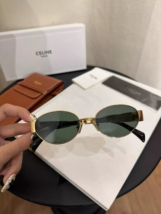 CELINE CL40254U 30N Gold / Green Lenses 58mm Women’s Sunglasses New & Authentic main image 5